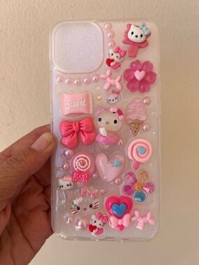 Pink Cute Kawaii Phone 14 Case New Handmade